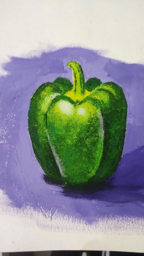 Pencil Drawing Realistic Objects, Oil Pastel Object Drawing, Capsicum Drawing, Easy Still Life Drawing, Scenery Drawing For Kids, Drawing Pics, Art Handouts, Basic Art, Poster Color Painting