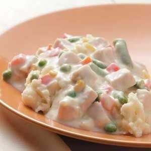 Creamed Turkey on Mashed Potatoes Creamed Turkey Recipe, Creamed Turkey, Over Mashed Potatoes, Mashed Potatoes Recipe, Quick Dishes, Turkey Recipe, Comfort Dishes, Leftover Turkey, Thanksgiving Family