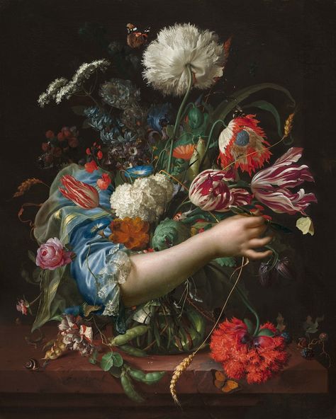 Surreal Floral Bouquet Still Life Print Fine Art Painting image 2 Queen Of, Marble Vase, Art Details, Soyut Sanat Tabloları, Art Antique, Art Prints For Home, Dark Floral, Flower Garlands, Art Gallery Wall