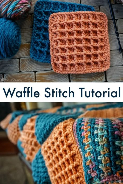 Ahh, the Waffle Stitch. Such a fun and textured crochet stitch, and much easier than it looks! We use this stitch in a square for the Creighton's Blanket pattern, so we'll make one today in our tutorial. via @ashlea729 Crochet Waffle, Motifs Granny Square, Crochet Waffle Stitch, Beau Crochet, Textured Crochet, Dishcloth Crochet Pattern, Confection Au Crochet, Crochet For Beginners Blanket, Crochet Granny Square Blanket