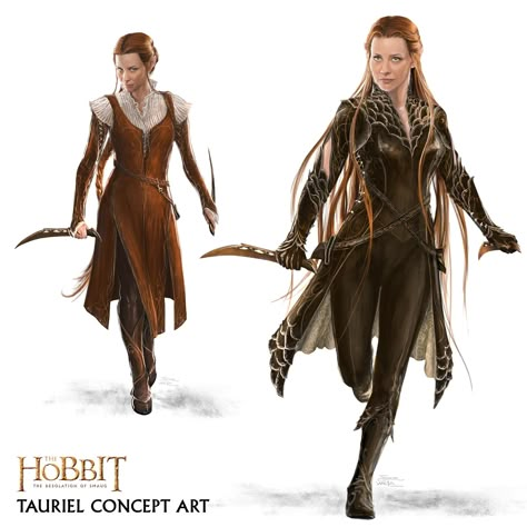 Tauriel concept art from "The Hobbit: Desolation of Smaug" (2013). Description from pinterest.com. I searched for this on bing.com/images Lotr Elf Costume Women, Elvish Armor Female, Oc Cosplay, Hobbit Costume, Elven Clothing, Mirkwood Elves, Lotr Costume, Lotr Elves, John Howe