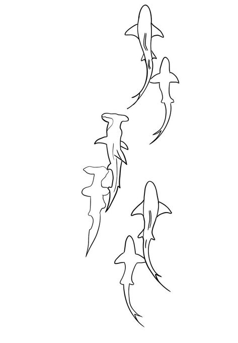 Shark Design Tattoo, Shark Line Drawing Tattoo, Spooky Shark Tattoo, Fine Line Aquatic Tattoo, Line Art Drawings Ocean, Shark Doodle Tattoo, Aesthetic Shark Drawing, 2 Sharks Tattoo, Sea Life Tattoos Simple