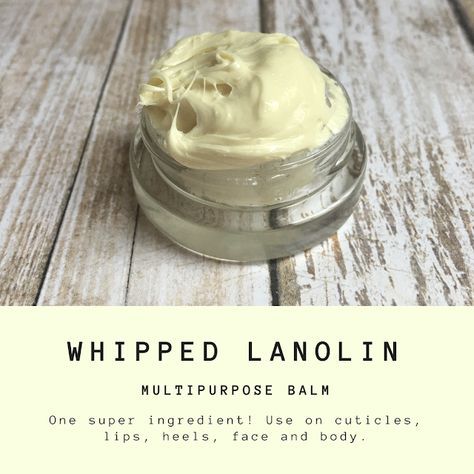 Fresh-Picked Beauty: Whipped Lanolin Multipurpose Balm Lanolin Lip Balm, Lanolin Cream, Diy Moisturizer, Homemade Body Butter, Lip Scrub Homemade, Lotion Recipe, Diy Cream, Herbal Salves, Body Butters Recipe