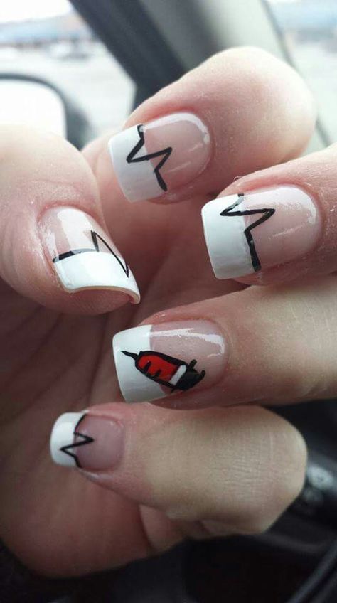 Nurse nails Cute Nail Shapes, Nurse Nail Designs, Doctor Nails, Pharmacy Aesthetic, Nurse Nails, American Nails, Beautiful Nail Polish, Graduation Nails, Cute Nail