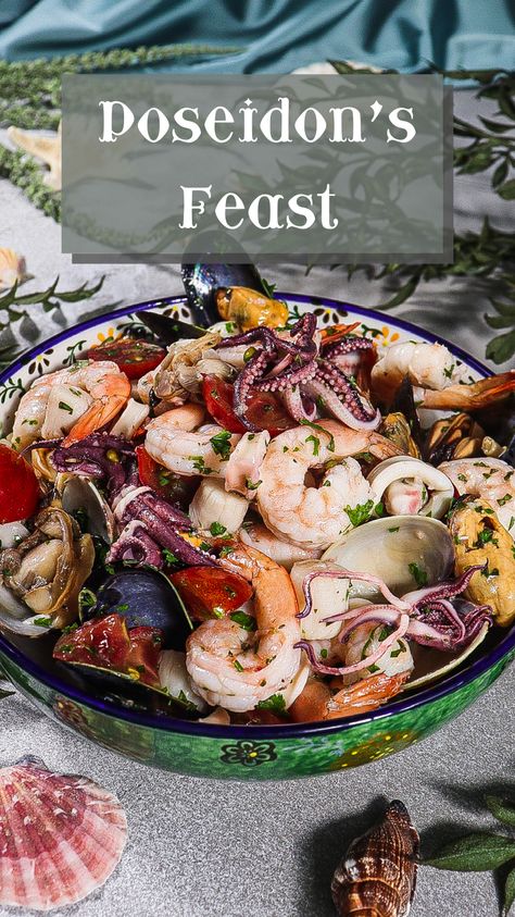 Cold Seafood Salad, Poseidon God, Octopus Recipes, Sea Food Salad Recipes, Ouzo, Ancient Recipes, American Recipes, Cooking Seafood, Seafood Salad