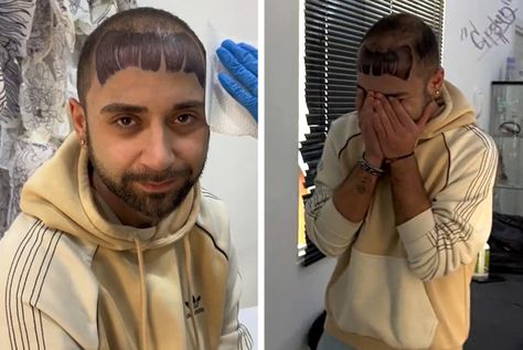 WATCH: A Balding Man Gets Fringe Tattooed on His Forehead, and We’re Shocked by the Result Forehead Tattoo Men, Shock Tattoo, Forehead Tattoo, Bald Men, Hair Treatments, Look In The Mirror, Artist Names, Tattoo Artist, Photo Credit