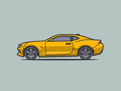 Chevrolet Camaro Yellow, Camaro Art, Car Minimalist, Simple Car Drawing, Yellow Camaro, V8 Cars, Camaro 2016, Cool Car Drawings, Car Wraps