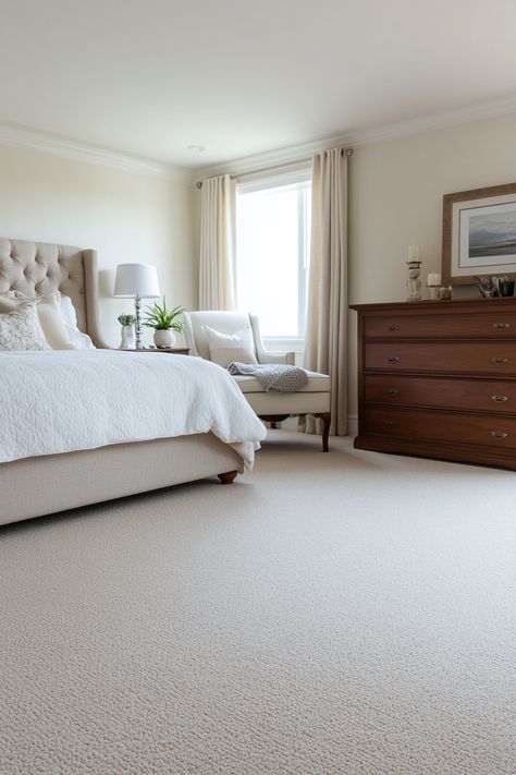 15 Flooring Trends for a Stylish Home in 2024 – Everyday Inspo Cream Bedroom Decor, Carpet Trends, Master Room, Flooring Trends, Large Format Tile, Flooring Materials, Bedroom Flooring, Room Flooring, Luxury Vinyl Plank