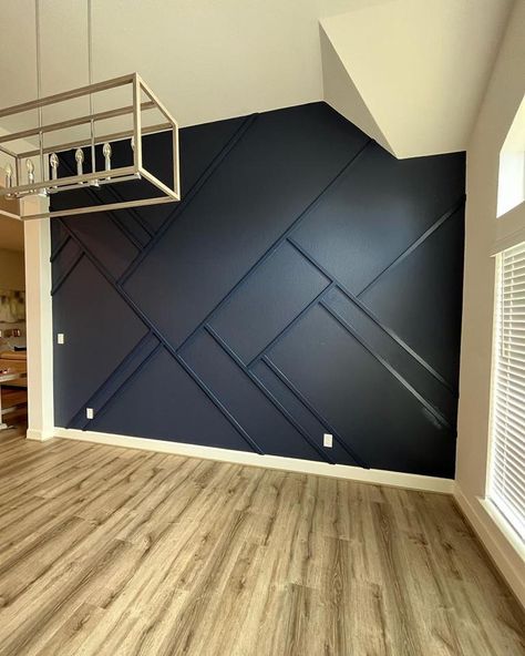 Dining Room Accentwall #accentwall #accentwalls #accentwallideas #accentwallproject #accentwallpro #accentwalldiy #wall #walldecor… | Instagram Trim Wall Design, Navy Accent Wall, Modern Accent Wall, Navy Accent Walls, Accent Wall Panels, House Front Wall Design, Trim Wall, Accent Wall Design, Front Wall Design