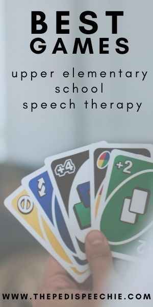 Elementary Speech Therapy, Speech Therapy Elementary School, Best Games For Speech Therapy, School Based Speech Therapy, Speech Language Therapy Activities Middle School, Board Games For Speech Therapy, Uno Speech Therapy, Open Ended Games For Speech Therapy, Online Speech Therapy Games