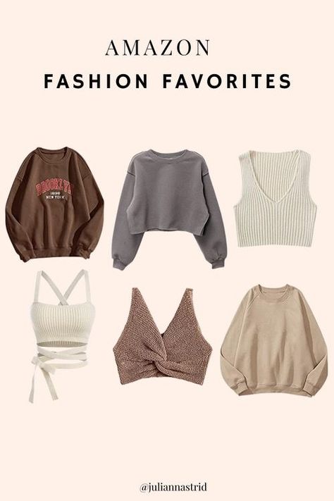 Cute Fits On Amazon, Amazon Crewneck Finds, Amazon Clothing Essentials, Amazon Wardrobe Outfits, Amazon Winter Finds, Amazon Neutral Outfits, Amazon Closet Must Haves, Amazon Winter Fashion 2023, Amazon Cute Outfits