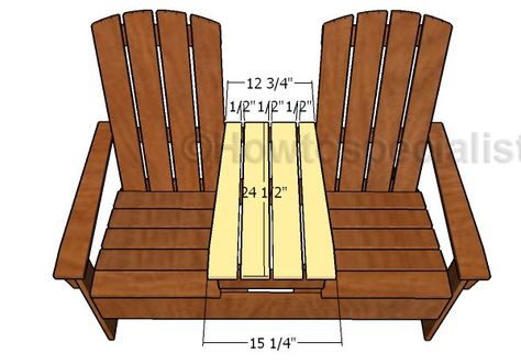 Double Adirondack Chair with Table Plans | HowToSpecialist - How to Build, Step by Step DIY Plans Adirondack Bench, Chair With Table, Adirondack Chairs Diy, Double Chair, Outdoor Woodworking Projects, Adirondack Chair Plans, Time In Nature, Woodworking Furniture Plans, Outdoor Furniture Plans