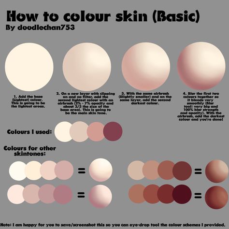 Skin Tutorial - (doodlechan753) - Here's a long overdue tutorial. Next I'm going to make a mor | Illustrations - MediBang Easy Digital Art, Skin Tutorial, Artistic Drawings, الفن الرقمي, Draw Easy, Arts Ideas, Color Skin, How To Shade, Coloring Tips