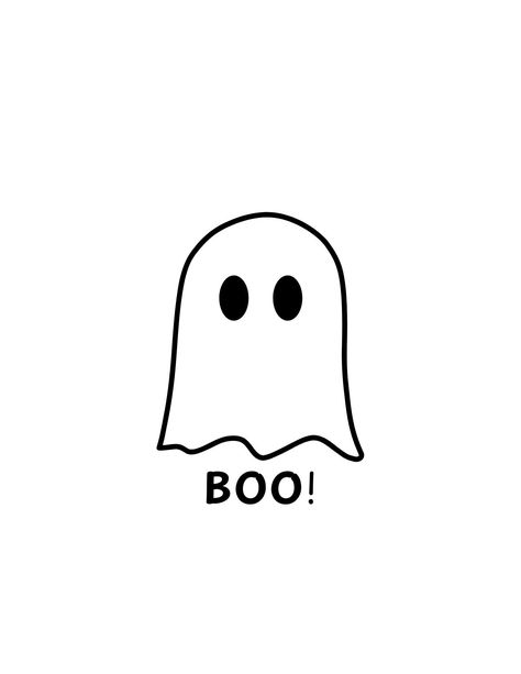 Cute Small Halloween Drawings, Ghost Line Drawing, Gost Drawings Halloween, Halloween Stuff To Draw, Simple Ghost Drawing, Ghost Widget, Ghost Line Art, Ghost Stencil, Widget Halloween