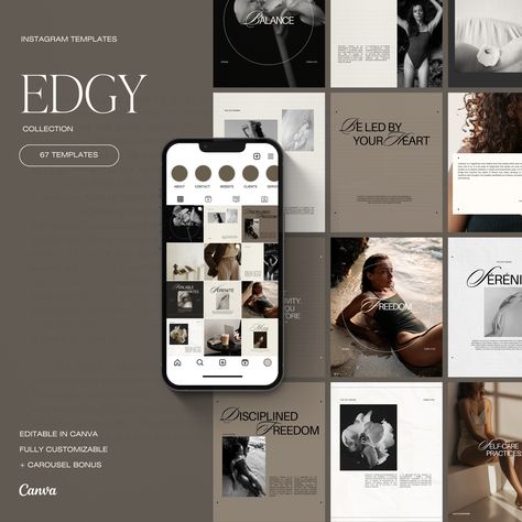 Elevate your Instagram with our new collection of aesthetic, minimalist, and edgy templates. These stunning designs blend simplicity and elegance, making them both visually captivating and effortlessly customizable in Canva. 
.#CanvaTemplates #SocialMediaDesign #InstagramIdeas #PinterestTemplates #CreativeCanva Canva Templates Ideas, Instagram Profile Ideas, Social Media Portfolio, Instagram Portfolio, Canva Instagram Templates, Cohesive Instagram Feed, Beauty Branding, Instagram Branding Design, Adobe Design