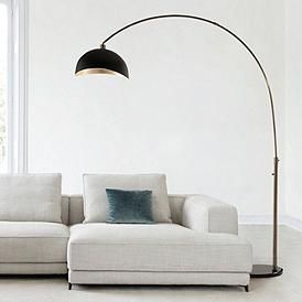 Nova Luna Bella Weathered Brass Arc Floor Lamp Black Floor Lamp Living Room, Lounge Floor Lamp, Modern Arc Floor Lamp, Long Lamp, Lamps Ideas, Floor Lamp Styles, Arc Floor Lamp, Large Floor Lamp, Floor Lamp Bedroom