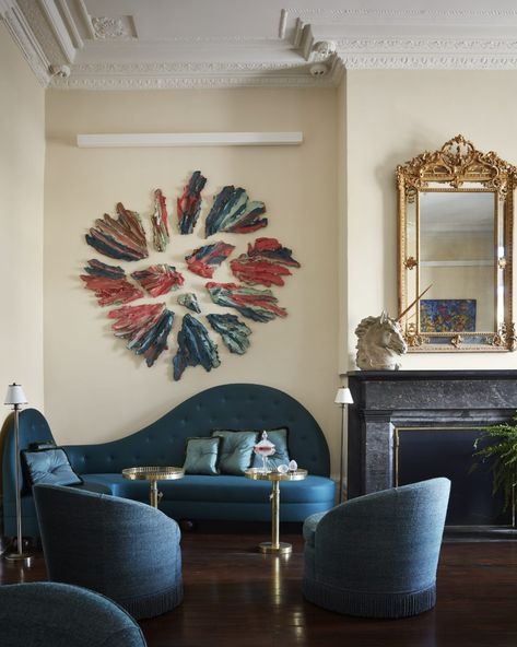 Shawn Henderson Goes Big and Bold in an Art-Filled New Orleans Mansion - 1stDibs Introspective Shawn Henderson, New Orleans Mansion, Seating Room, Bed Wrap, French Fireplace, Art Deco Desk, Dining Room Style, Large Dining Room, Elegant Furniture