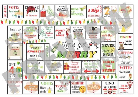 Board Game Printable, Christmas Drinking Games, Drinking Board, Drinking Board Games, Christmas Board Games, Drinking Games For Parties, King Cup, Christmas Drinking, Drinking Party