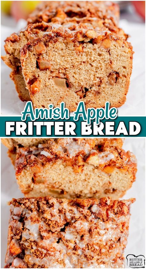 AMISH APPLE FRITTER BREAD - Butter with a Side of Bread Apple Fritter Donut, Amish Apple Fritter, Bread Uses, Apple Turnover Recipe, Baked Apple Recipes, Viral Recipes, Apple Cinnamon Bread, Apple Fritter Bread, Turnover Recipes