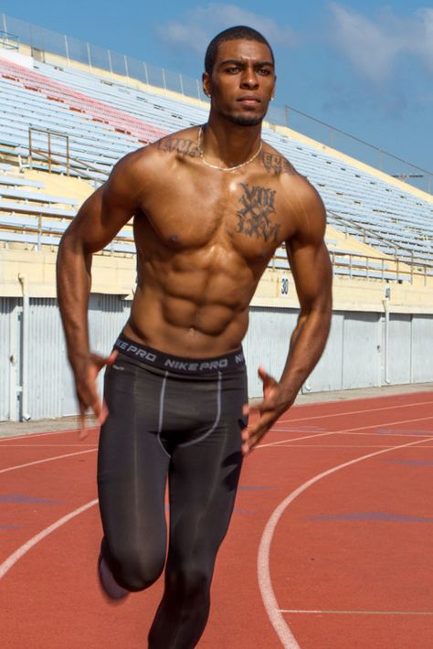 Runner running track Mens Fitness Photography, Compression Running Tights, Track Runners, Short Workouts, Black Runners, Running Track, Mens Compression, Fitness Photography, Compression Tights