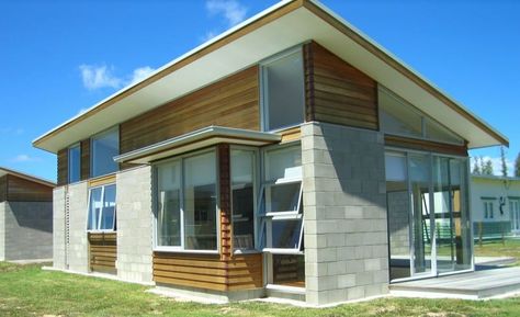 Pros and Cons of Cinder and Concrete Block House Construction | Epic Home Ideas Small Concrete House Design, Block House Plans, Small Concrete House, Concrete House Plans, Cinder Block House, Concrete Block House, Concrete House Design, Small Barn House, Double Story House