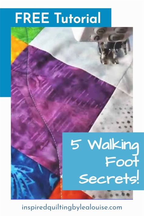 5 Things You Need to Know! Did you know a WALKING FOOT can do ALL THIS? Are you looking for machine Quilting Techniques? This Beginner Walking Foot Quilting Tutorial shows you 5 different ways to effectively use your walking foot. Knowing How to Use a Walking Foot will give you so much more quilting confidence. Walking Foot Quilting is much easier once you learn these Walking Foot Quilting Basics. When you Learn how to use a Walking Foot, you’ll be ready to do all kinds of creative quilting! Stitch Length For Machine Quilting, Quilting Techniques For Beginners, Walking Trails Quilt Block, Walking Foot Quilting Designs Simple, Walking Foot Quilting Designs, Quilt Hacks, Quilt Tricks, Modern Machine Quilting, Quilting Hacks