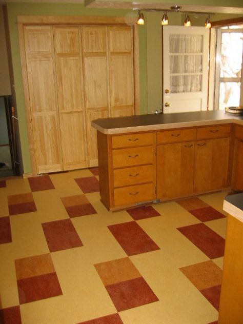 Forbo Marmoleum Click - Natural Linoleum Flooring - Rustic - Kitchen - Chicago - by Green Building Supply | Houzz Marmoleum Floors Kitchen, Marmoleum Floors, Forbo Marmoleum, Kitchen Island Plans, Rustic Flooring, Linoleum Flooring, Kitchen Design Decor, Kitchen Plans, Apartment Kitchen