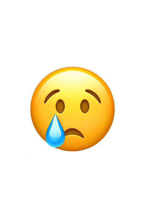 The 😢 Crying Face emoji depicts a yellow face with closed eyes and a downturned mouth, with a single tear drop falling from one of the eyes. The eyebrows are furrowed and the overall expression is one of sadness and distress. Crying Emoji Icon, Downturned Mouth, Emoji Flower, Fake Iphone, Emoji People, Emojis Iphone, Apple Emojis, Frowny Face, Emoji Stickers Iphone