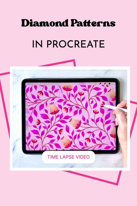 Watch my Procreate pattern floral time lapses on my blog and learn how to make floral patterns in Procreate! Pattern Making Procreate, Procreate Pattern Design, Diamond Repeat Pattern, Pattern In Procreate, Procreate Pattern, Procreate App Tutorial, Procreate Tutorials, Procreate Ipad Tutorials, Ipad Tutorials