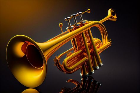 Shiny brass trumpet golden style instrument ,generative AI Trumpet Images, Photo Search, Free Photos, Royalty Free Stock Photos, Free Download, Stock Photos, Wallpapers, Brass, Quick Saves