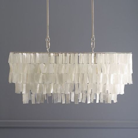 capiz light Rectangular Chandelier Dining Rooms, Shower Redo, Capiz Chandelier, Coastal Chandelier, Condo Decor, Condo Interior Design, Coastal House, Condo Interior, Piano Room