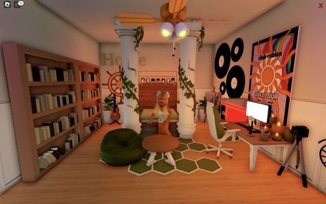 Bedroom Ideas With Single Bed, Club Roblox Bedroom Ideas, Roblox Bedroom Ideas, Roblox Bedroom, Playhouse Bedroom, Club Bedroom, Blocksburg Room Ideas￼, House Decals, House Decorating Ideas Apartments