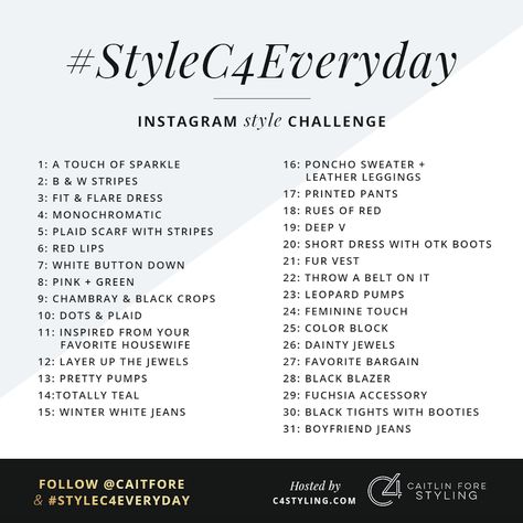 A month of outfits with #StyleC4Everyday IG Style Challenge — Sophisticaited Blog Instagram Ideas, Month Of Outfits, Clothing Challenge, Tips To Gain Weight, Next In Fashion, Social Media Challenges, Fashion Challenge, Fashion Styling Tips, Visual Communication Design