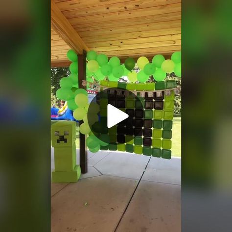 TikTok · Rina Hutson | DIYs and Fashion Gamer Party, Diy Minecraft, Video Game Party, Green Plates, Minecraft Birthday, Video Gamer, Square Paper, Black Plates, Birthday Backdrop