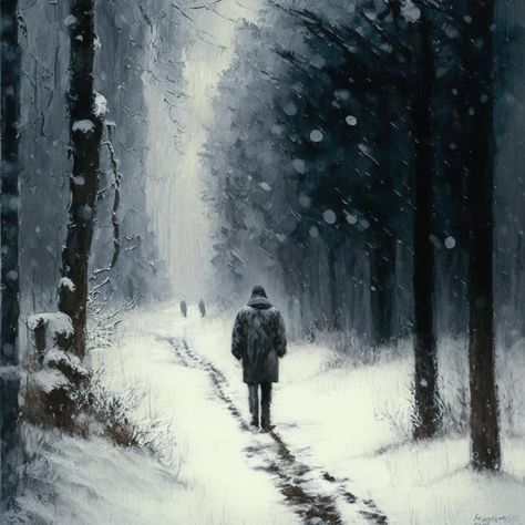 Snowy Forest Painting, List Wallpaper, Anime Horror, Forest People, Horror Book Covers, Forest Drawing, Landscape Painting Tutorial, Creepy Drawings, Snow Forest