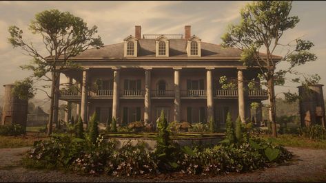 Rdr2 Braithwaite Manor, Braithwaite Manor Rdr2, Rdr2 Saint Denis Aesthetic, Red Dead Redemption 2 Landscape, Western Mansion, Saint Denis Rdr2, Braithwaite Manor, Rdr2 Scenery, Manor Interior