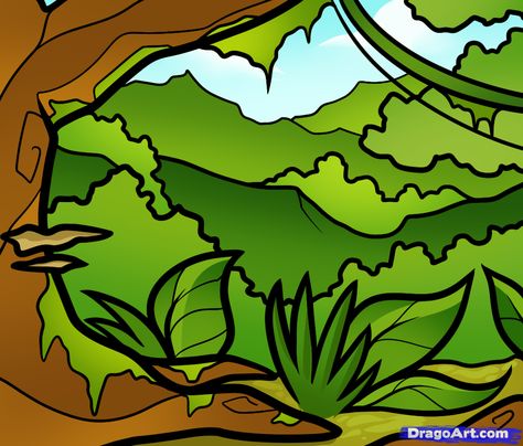 How to Draw a Jungle For Kids Green Classroom, Jungle Drawing, Class Painting, Jungle Tree, Drawing Room Interior Design, Spiderman Drawing, Drawing Ideas Easy, Candy House, Drawing Guide