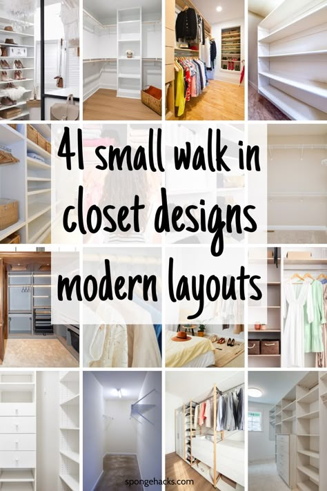 Get these amazing and genius small walk-in closet designs and layouts that are modern. For small apartments and small home with small bedrooms. Closet By Design Walk In, Bedroom Closets Design, 5x5 Closet Walk In, 3 X 5 Closet Layout, Small Walkin Wardrobe Ideas, Small Walking Closet Design, Walking Closet Design Layout, Long Closet Design, 4 Ft Wide Walk In Closet