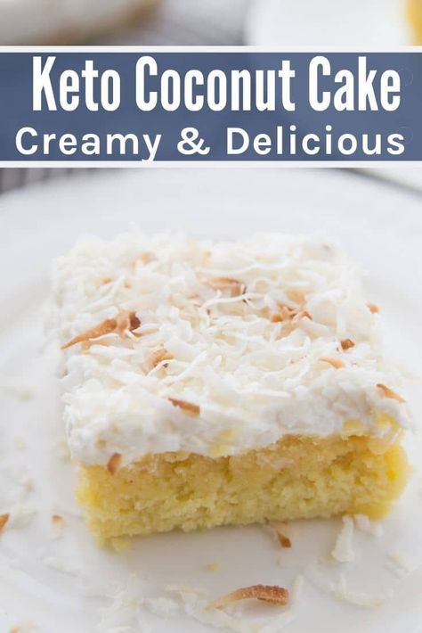 This creamy Low Carb Coconut Cake turned out better than I imagined. It is moist, delicious, and full of coconut flavor. #Keto #lowcarb Keto Coconut Cake, Coconut Flour Cakes, Kasey Trenum, Keto Whipped Cream, Keto Cupcakes, Keto Baking, Dessert Parfait, Tiramisu Dessert, Coconut Cake Recipe