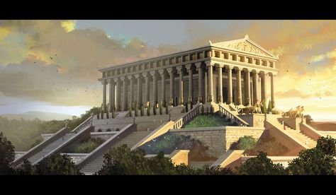 Temple Of Zeus Temple Of Artemis, Imperiul Roman, Gardens Of Babylon, Bangunan Minecraft, Greek Temple, Ancient Goddesses, Ancient Greek Architecture, Roman Architecture, Pyramids Of Giza