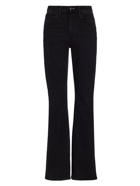 "Find 3X1 Maya Heels High-rise Stretch Bootcut Jeans on Editorialist. An elongating bootcut silhouette defines 3x1's Maya Heels jeans, crafted of stretch denim with a flattering high waist. Five-pocket style Zip fly 92% cotton/modal/6% polyester/2% elastane Machine wash Made in Italy SIZE & FIT High-rise bootcut silhouette Rise, about 11\" Inseam, about 35\" Leg opening, about 17.75\" Model measurements: 5'10\" tall Model is wearing a US size 4. 3x1. Color: Black Atlantic. Size: 25." Bootcut Jeans Black, Black Bootcut Jeans, Western Wear For Women, Heels High, Jean Jeggings, Tall Model, Western Wear, Model Measurements, Jeggings