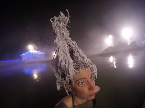 There Was A "Hair Freezing" Contest In Northern Canada And The Photos Are Insane Icy Hair, Canadian Things, Frozen Hair, Northern Canada, Hot Pools, Canada Photos, White Flag, Ice Princess, Princess Hairstyles