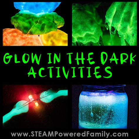 Glow in the Dark Activities - The Science and Thrill of a Glow Project Glow Day Science Activities, Glow In The Dark Activities, Halloween Stem Activities, Glow Dance, Glow Projects, Chemistry Activities, Halloween Stem, Snow Play, Halloween Science