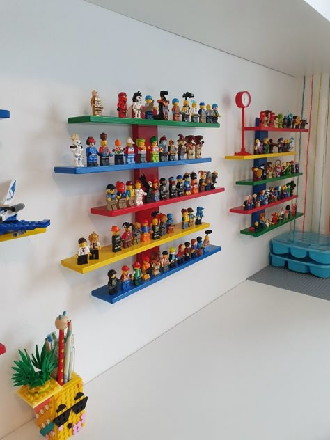 LEGO ROOM Lustig Shelf Lego shelf Lego Room Paint Ideas, Lego Shelf Ideas, Lego Nursery, Lego Corner, Lego Shelf, Lego Room Ideas, Toy Room Storage, Lego Room Decor, Mario Room