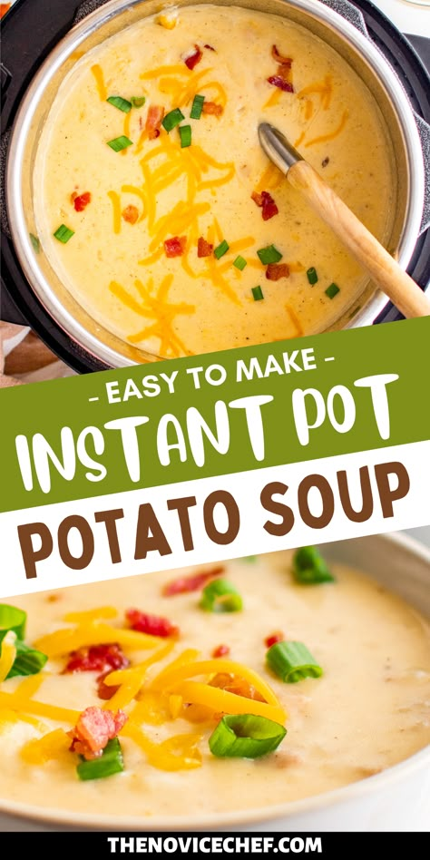 Easy Instant Pot Potato Soup, Instant Pot Potato Soup, Instant Pot Soups, Cheesy Potato Soup, Ham And Potato Soup, Potato Soup Easy, Potato Soup Crock Pot, Loaded Potato Soup, Loaded Baked Potato Soup