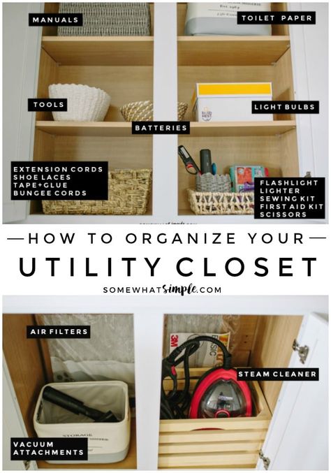 Batteries, light bulbs, flashlights and more - let's talk about how to organize your utility closet! #UtilityCloset #Organize #Organization #Clean #Junk #Closet #Cupboard @bulbnest #ad Utility Closet Organization Ideas, Utility Closet Organization, Light Bulb Storage, Junk Organization, Cleaning Closet Organization, Closet Cupboard, Utility Closet, Closet Organization Ideas, Closet Shelf Organization