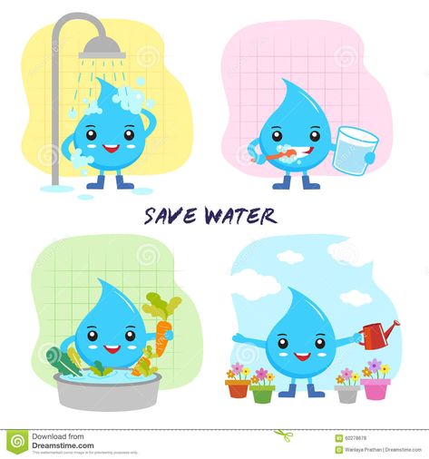 Importance Of Water Poster, Water Cartoon Drawing, Save Water Illustration, Save Water Images, Save The Water, Water Concept, Water Cartoon, World Cartoon, Save Water Poster