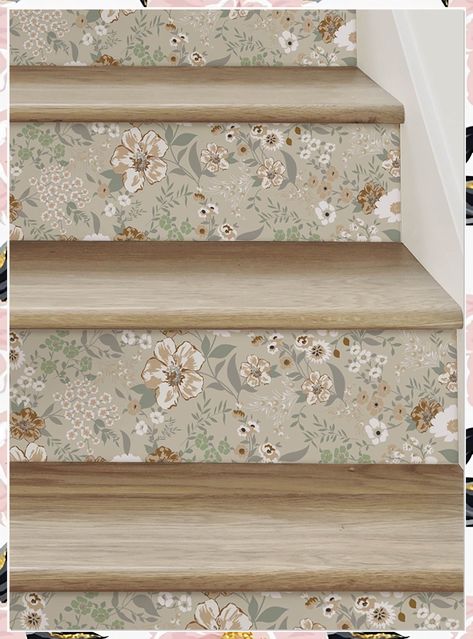 Looking to spruce up your staircase? Transform Your Stairs with Peel and Stick Wallpaper! This easy DIY home decor project is perfect for adding a pop of color and style to your space. Say goodbye to boring stairs and hello to a fresh new look with peel and stick wallpaper. Get creative and make a statement with this simple and affordable home improvement project. Elevate your home decor with peel and stick wallpaper stairs today! Wallpaper Stairs, Space Wall Decals, Stair Riser Decals, Tree Branch Wall, Stair Riser, Flower Mural, Animal Wall Decals, Stair Risers, Flower Wall Stickers