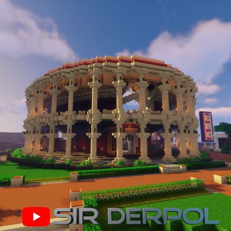 Minecraft Roman Villa, Arena Minecraft Build, Minecraft Rome Builds, Minecraft Gladiator Arena, Pillar Design Minecraft, Greek Architecture Minecraft, Ancient Greece Minecraft, Minecraft Colloseum Build, Minecraft Landmarks