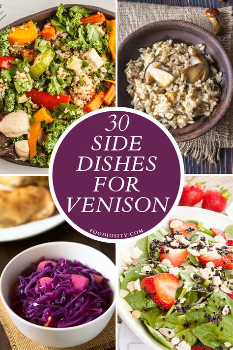 Lasagna Side Dishes, Balsamic Glazed Carrots, Venison Steak Recipes, Venison Burgers, Best Sides, Rosemary Roasted Potatoes, Braised Red Cabbage, Venison Steak, Steak Side Dishes